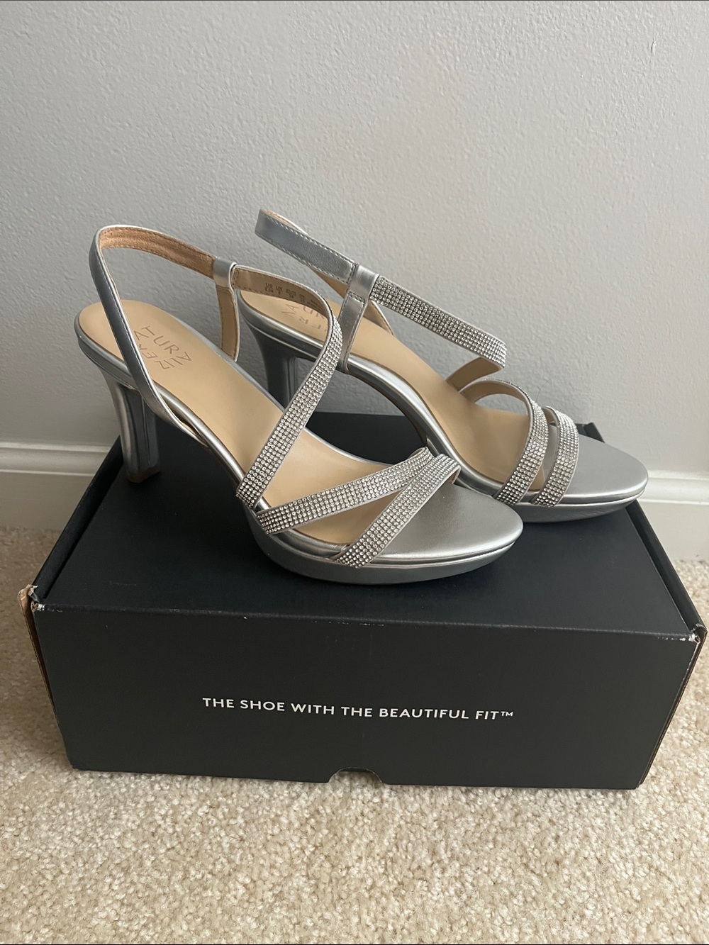 Naturalizer Silver Rhinestone Slingback Heels
